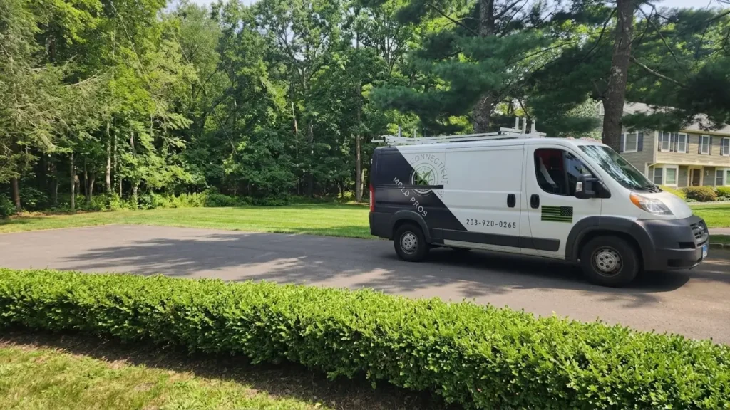 CT Mold Pros service van parked in a Connecticut driveway